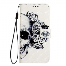 Kožený Kryt Na Oneplus Nord 4 Květinová Lebka