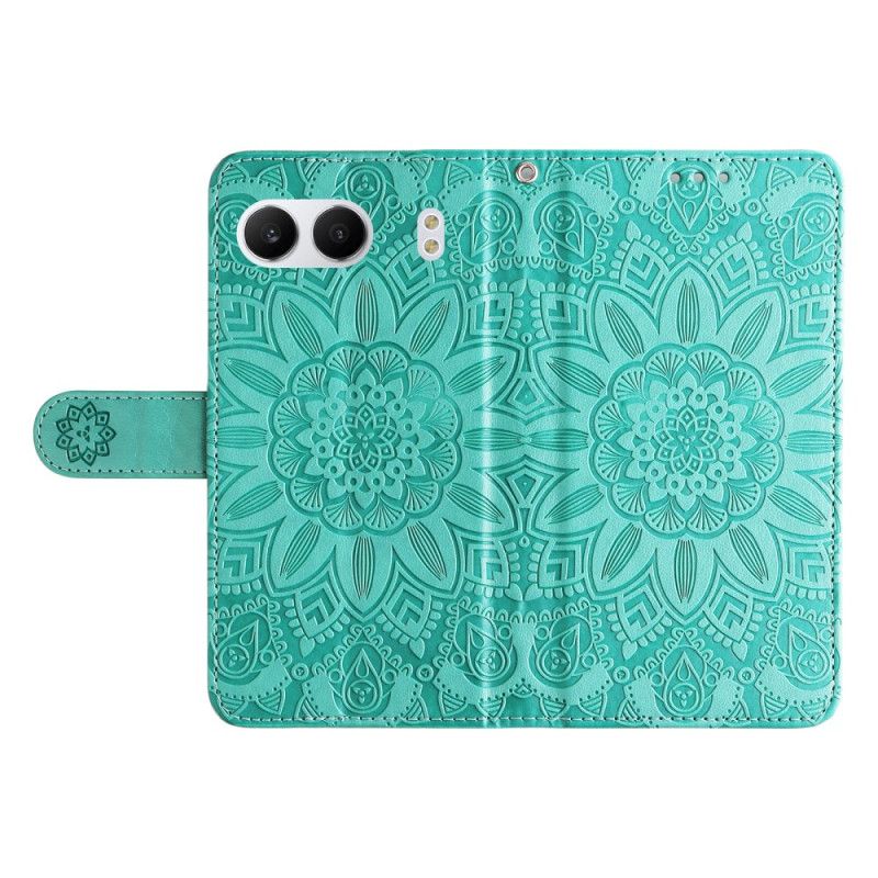 Kožený Kryt Na Oneplus Nord 4 Řemínek S Slunečnicovým Vzorem