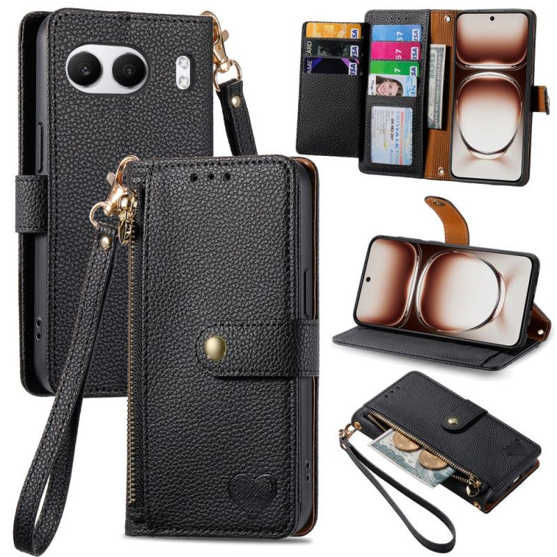 Kožený Kryt Oneplus Nord 4 Peněženka Se Srdíčkem A Rfid Blokováním