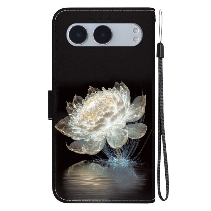 Kožený Kryt Oneplus Nord 4 Šňůrka S Křišťálovou Pivoňkou