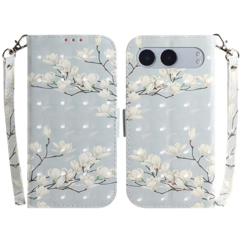 Kožený Kryt Oneplus Nord 4 Šňůrka S Magnóliemi