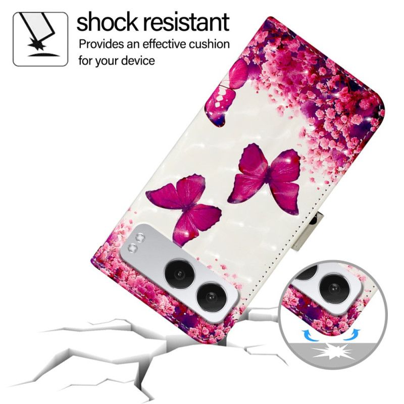 Peněženková Pouzdra Oneplus Nord 4 Červení Motýli