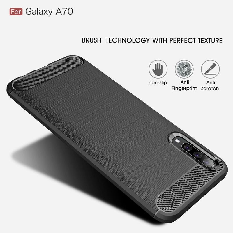 Kryt Na Samsung Galaxy A70 Uhlíkový Kartáčovaný Gel