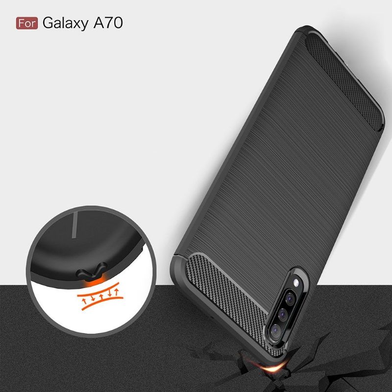 Kryt Na Samsung Galaxy A70 Uhlíkový Kartáčovaný Gel