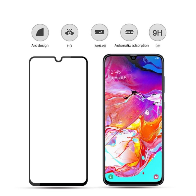 Kryty Na Mobil Na Samsung Galaxy A70 Ochranný Ochranné Tvrzené Sklo V Plné Velikosti – Černá