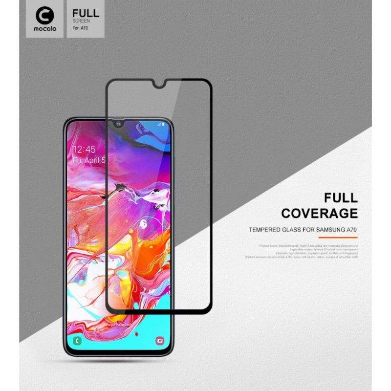 Kryty Na Mobil Na Samsung Galaxy A70 Ochranný Ochranné Tvrzené Sklo V Plné Velikosti – Černá