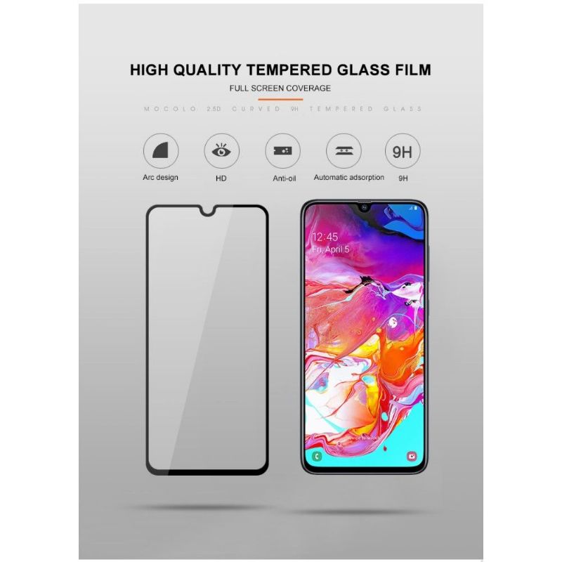 Kryty Na Mobil Na Samsung Galaxy A70 Ochranný Ochranné Tvrzené Sklo V Plné Velikosti – Černá