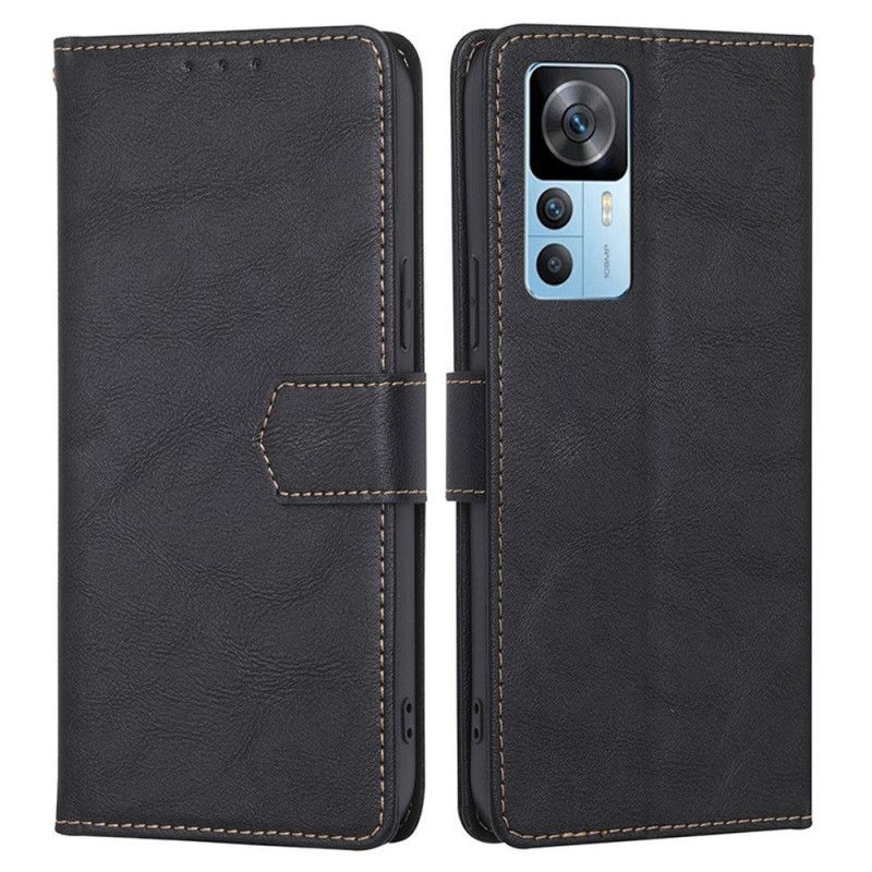 Kožené Pouzdro Na Xiaomi 12T / 12T Pro Couture Efekt Kůže