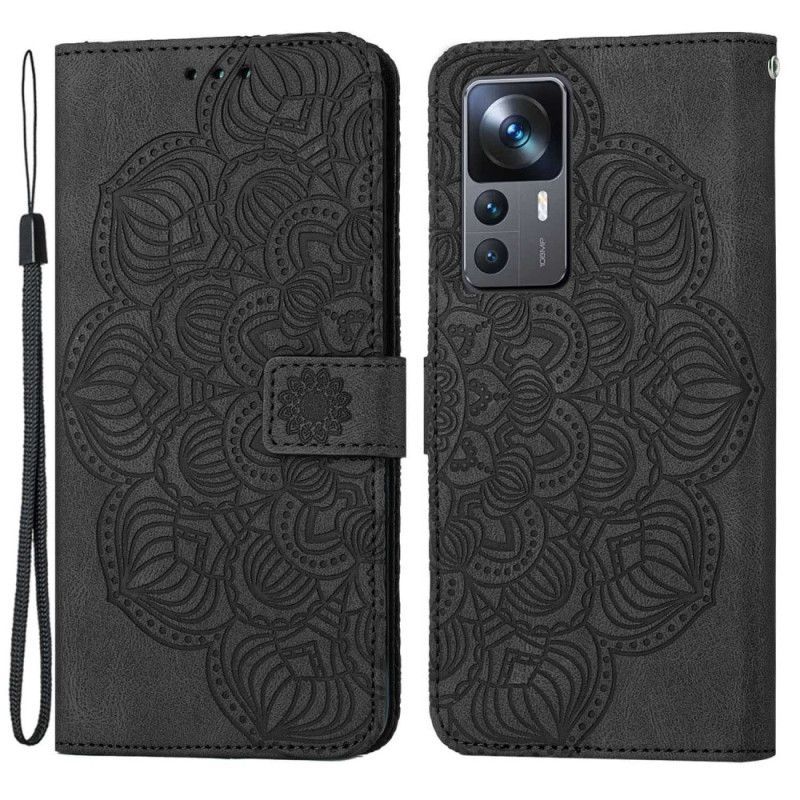 Kožené Pouzdro Na Xiaomi 12T / 12T Pro Na Lana Strappy Barokní Mandala