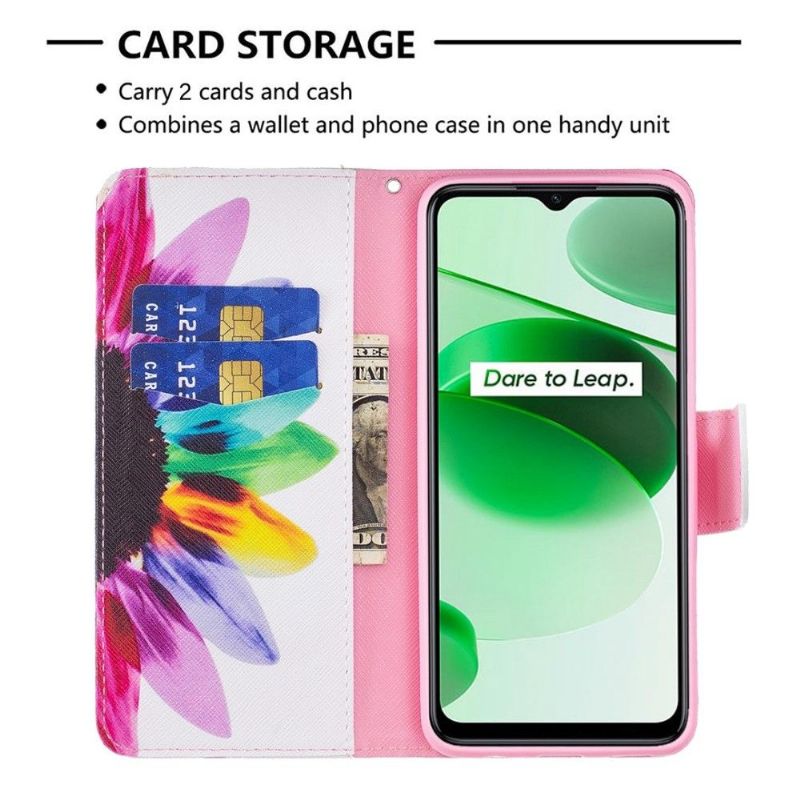 Flipové Pouzdro Na Realme GT Neo 3 Barevné Okvětní Lístky