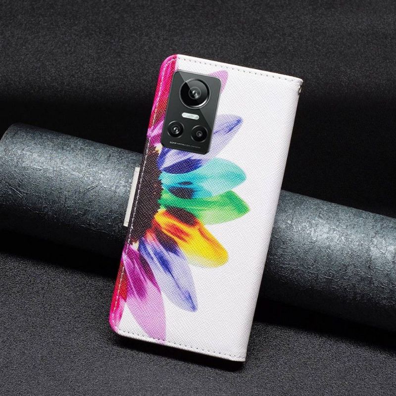 Flipové Pouzdro Na Realme GT Neo 3 Barevné Okvětní Lístky