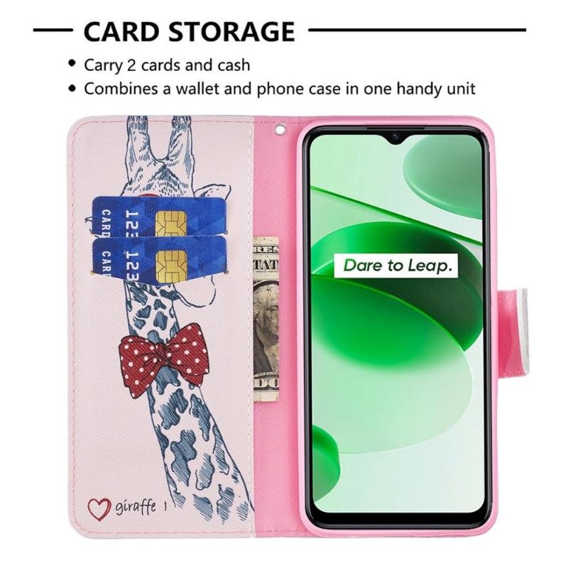 Flipové Pouzdro Na Realme GT Neo 3 Žirafa S Brýlemi