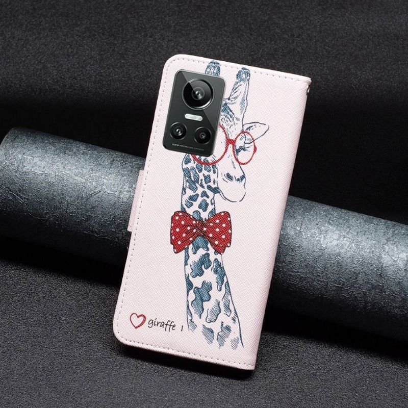 Flipové Pouzdro Na Realme GT Neo 3 Žirafa S Brýlemi