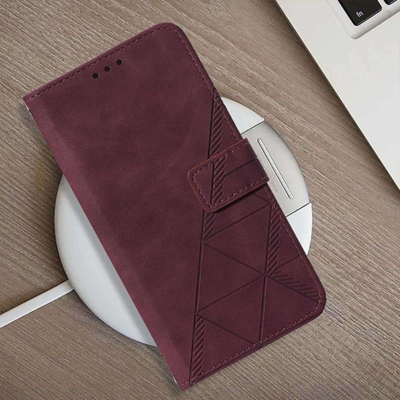Flipové Pouzdro Na Samsung Galaxy A03 Core Kožený Efekt S Geometrickým Designem