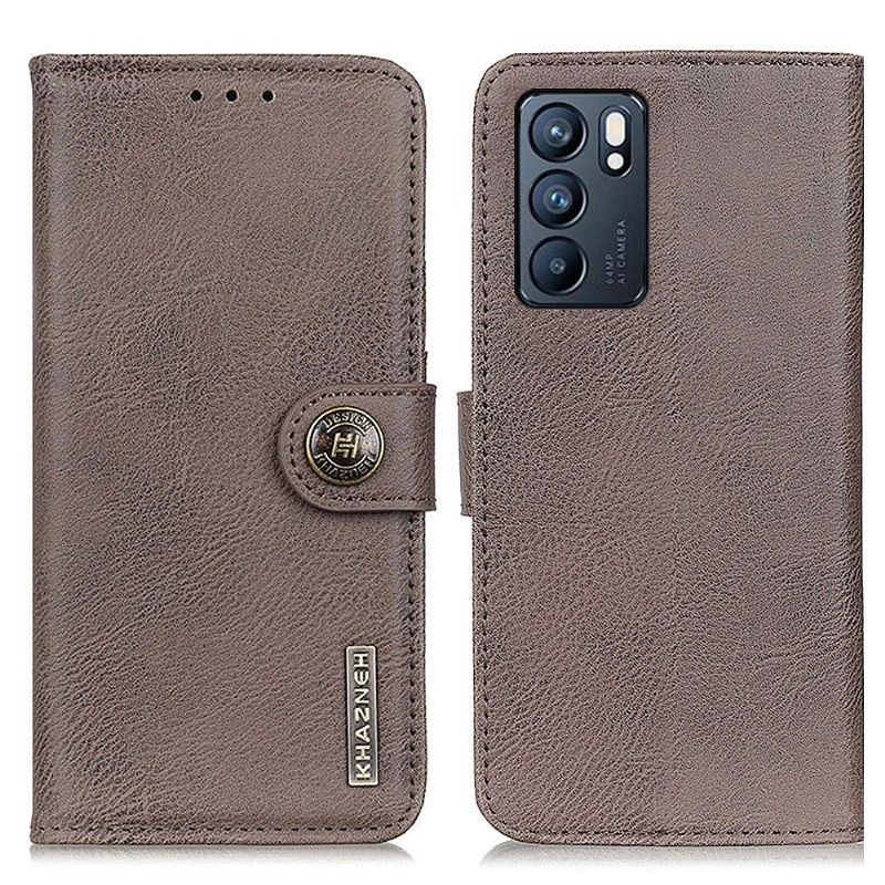 Flipové Pouzdro Na Oppo Reno 6 5G Držák Karet S Koženými Efekty Khazneh
