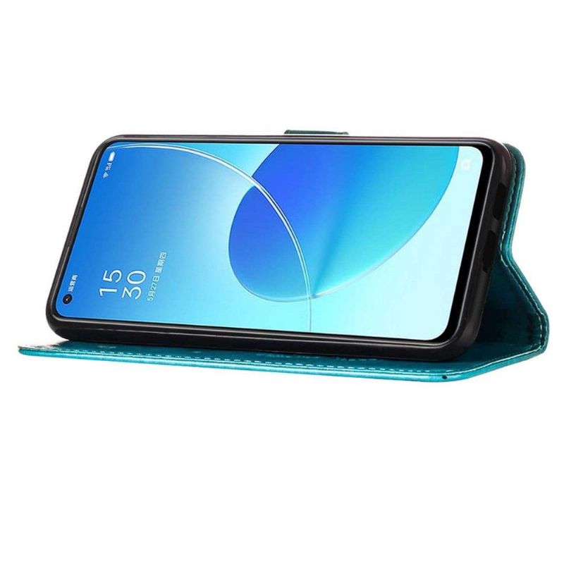 Flipové Pouzdro Na Oppo Reno 6 5G Držák Karet S Motýlím Květem