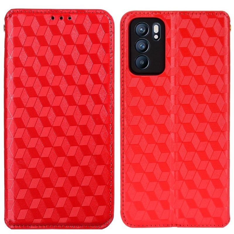 Flipové Pouzdro Na Oppo Reno 6 5G Kožené Pouzdro Návrh Geometrie