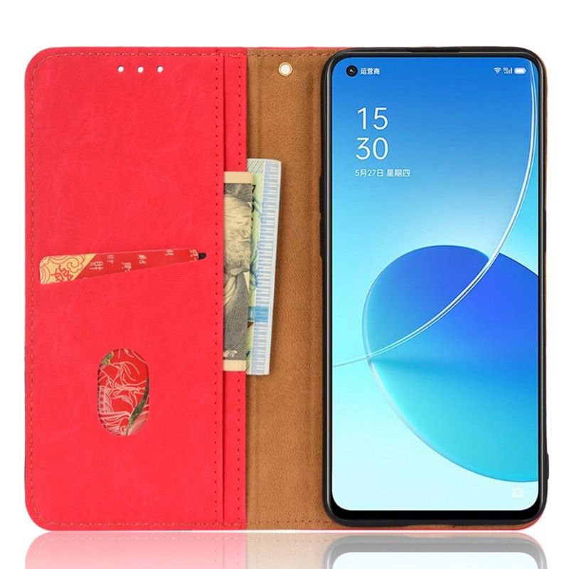 Flipové Pouzdro Na Oppo Reno 6 5G Kožené Pouzdro Retro Umělá Kůže