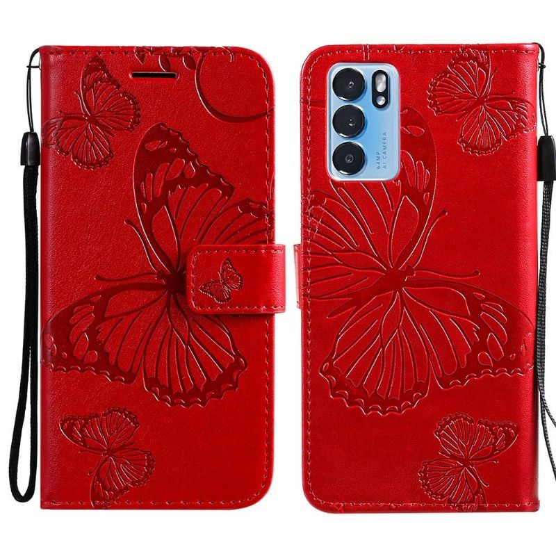 Flipové Pouzdro Na Oppo Reno 6 5G Podpora Motýlků Funkcí