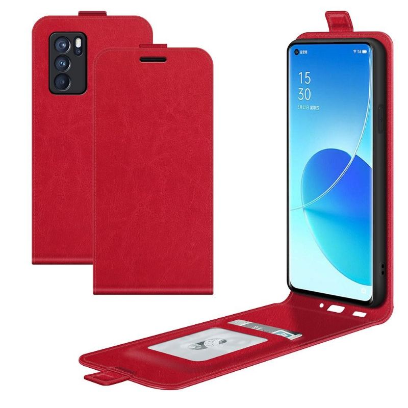 Kožené Pouzdro Na Oppo Reno 6 5G Flipové Pouzdro Vertikální Umělá Kůže