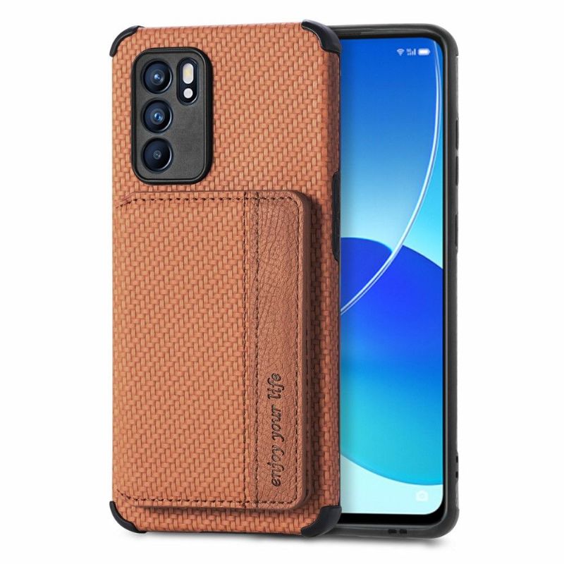 Kryt Na Oppo Reno 6 5G Držák Karet Z Uhlíkových Vláken