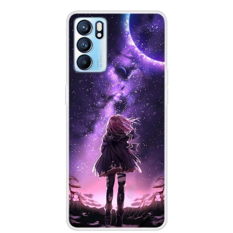 Kryt Na Oppo Reno 6 5G Ilustrace Dívka V Úplňku