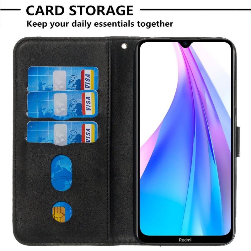 Flipové Pouzdro Na Xiaomi Redmi Note 8T Kapsa Na Zip S Koženým Efektem - Černá