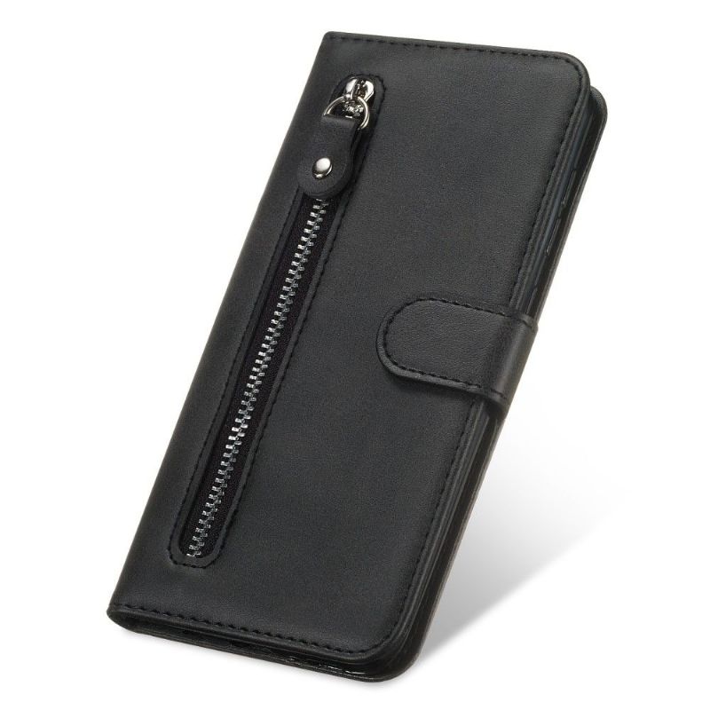 Flipové Pouzdro Na Xiaomi Redmi Note 8T Kapsa Na Zip S Koženým Efektem - Černá