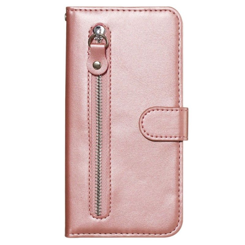 Flipové Pouzdro Na Xiaomi Redmi Note 8T Kožený Efekt Kapsy Na Zip - Růžové Zlato