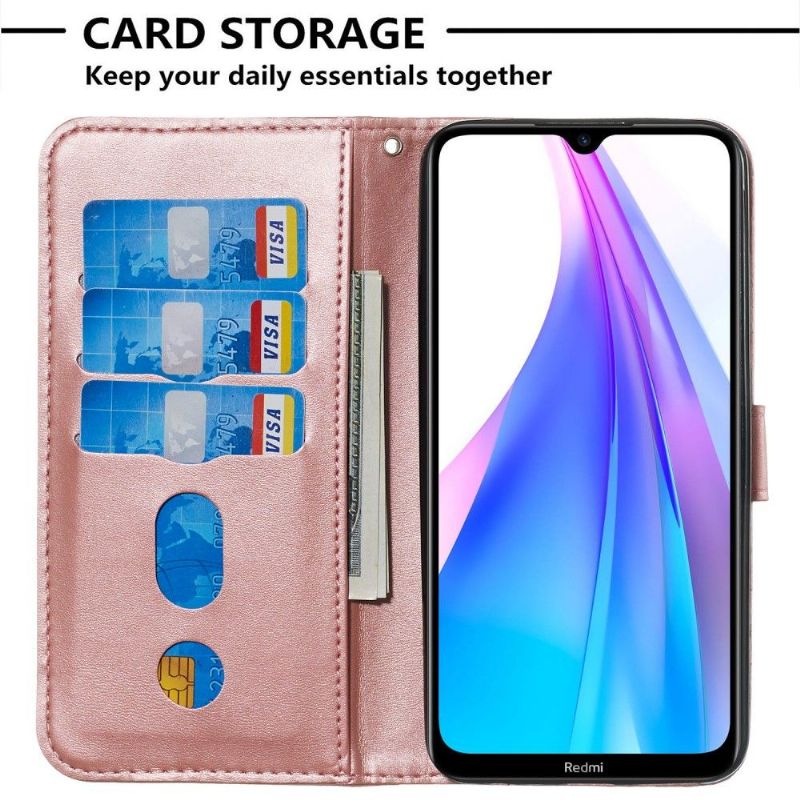 Flipové Pouzdro Na Xiaomi Redmi Note 8T Kožený Efekt Kapsy Na Zip - Růžové Zlato