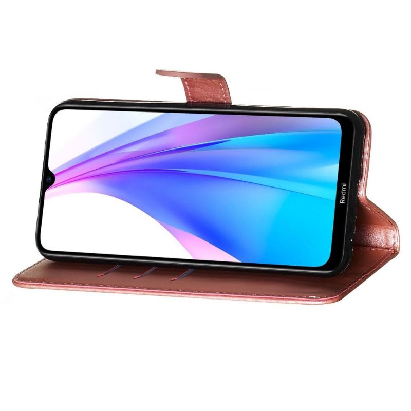 Flipové Pouzdro Na Xiaomi Redmi Note 8T Kožený Efekt Kapsy Na Zip - Růžové Zlato