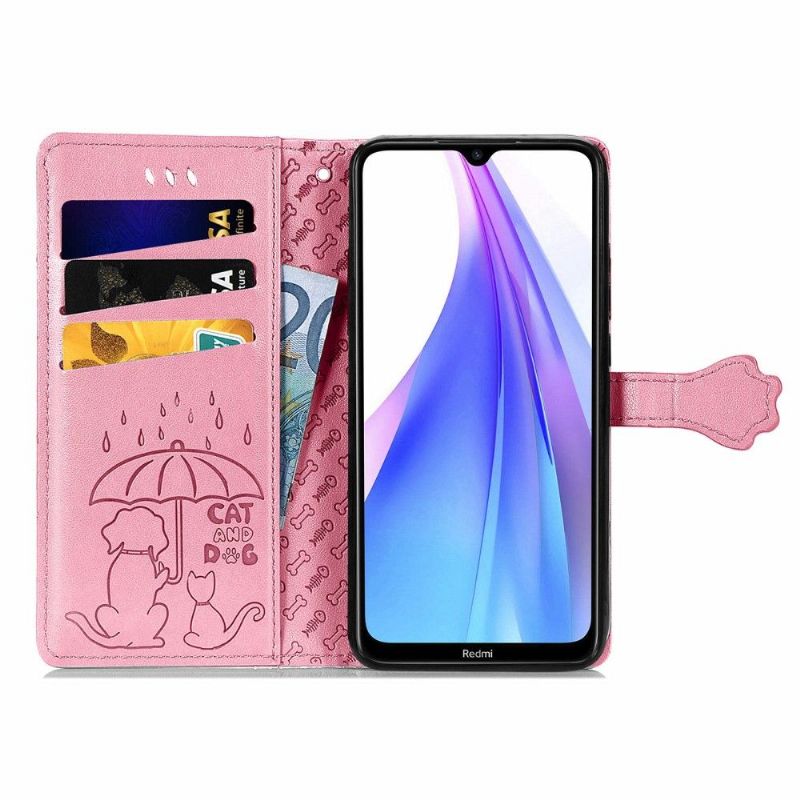 Flipové Pouzdro Na Xiaomi Redmi Note 8T Reliéfní Zvířata S Koženým Efektem