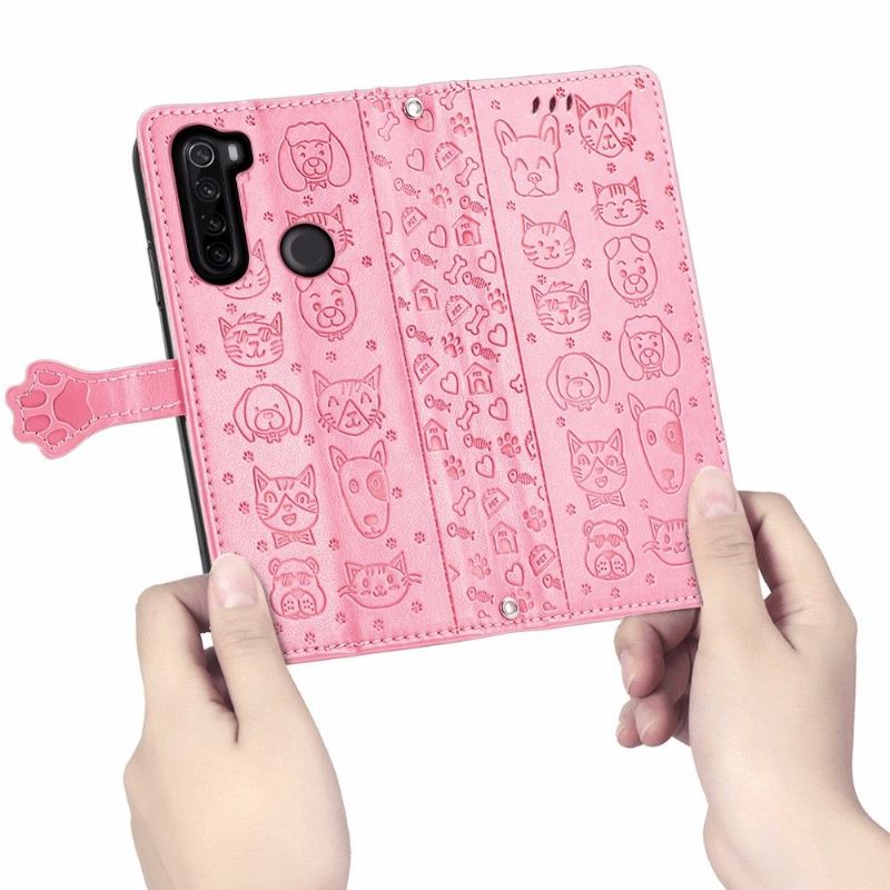 Flipové Pouzdro Na Xiaomi Redmi Note 8T Reliéfní Zvířata S Koženým Efektem