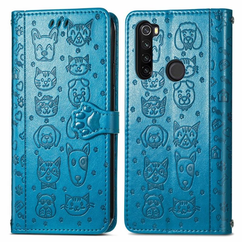 Flipové Pouzdro Na Xiaomi Redmi Note 8T Reliéfní Zvířata S Koženým Efektem