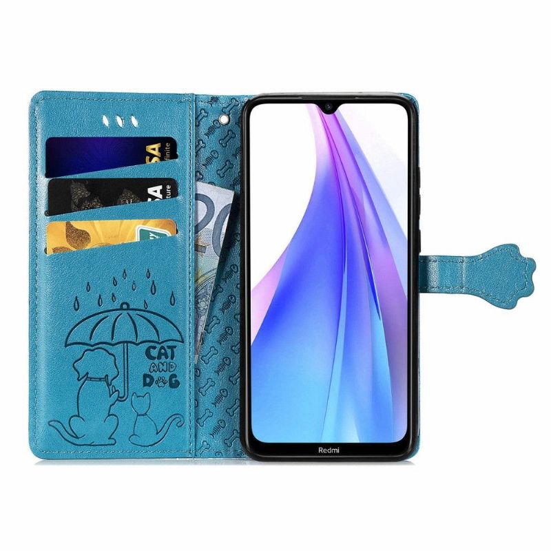 Flipové Pouzdro Na Xiaomi Redmi Note 8T Reliéfní Zvířata S Koženým Efektem