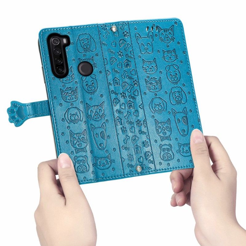 Flipové Pouzdro Na Xiaomi Redmi Note 8T Reliéfní Zvířata S Koženým Efektem