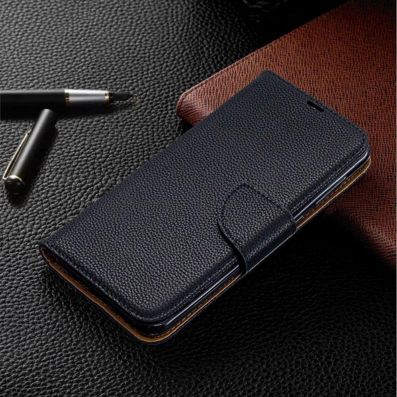 Kožené Pouzdro Folio Na Samsung Galaxy A50 Flipové Pouzdro S Páskem S Efektem Zrnité Kůže