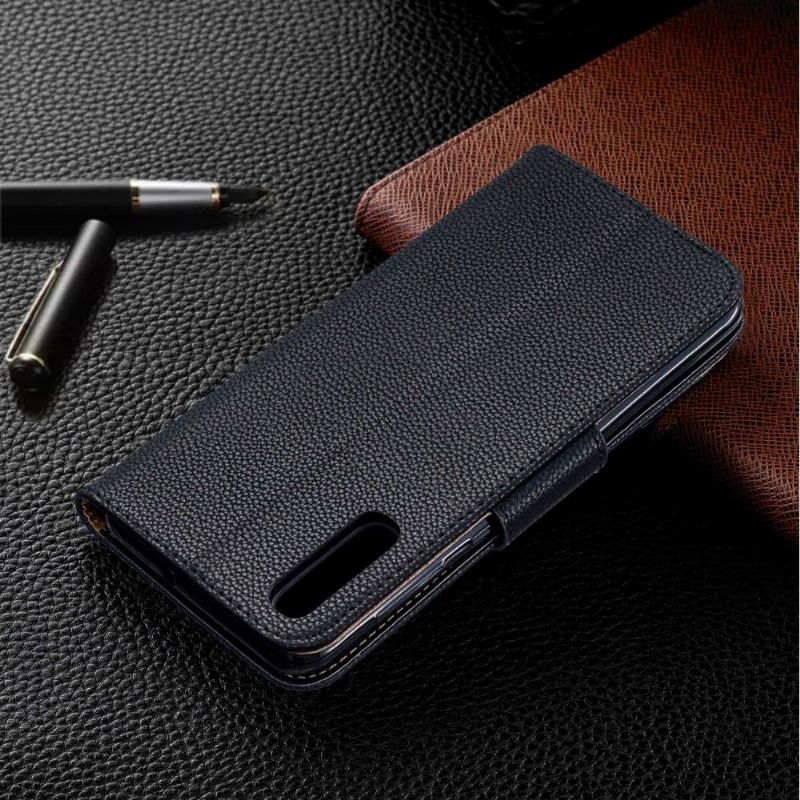 Kožené Pouzdro Folio Na Samsung Galaxy A50 Flipové Pouzdro S Páskem S Efektem Zrnité Kůže