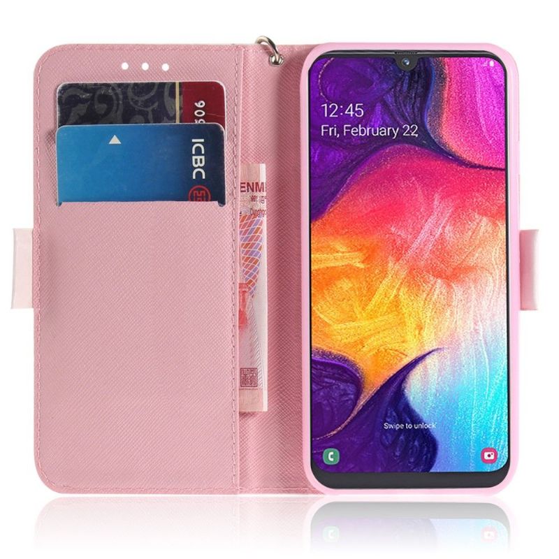 Kožené Pouzdro Folio Na Samsung Galaxy A50 Na Lana Roztomilá Panda