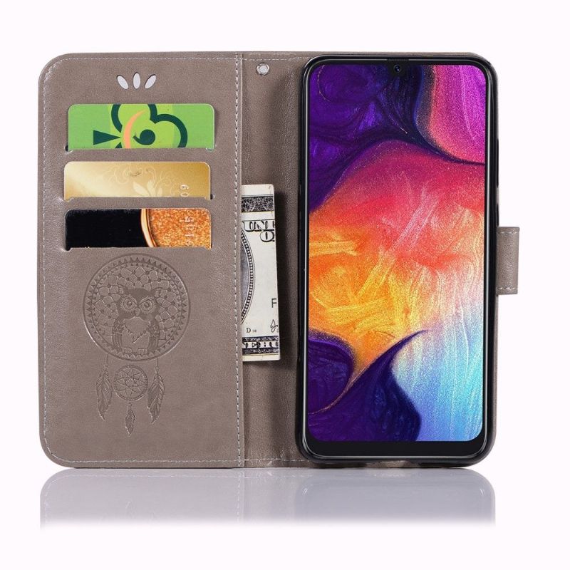 Kožené Pouzdro Folio Na Samsung Galaxy A50 Sova Lapač Snů