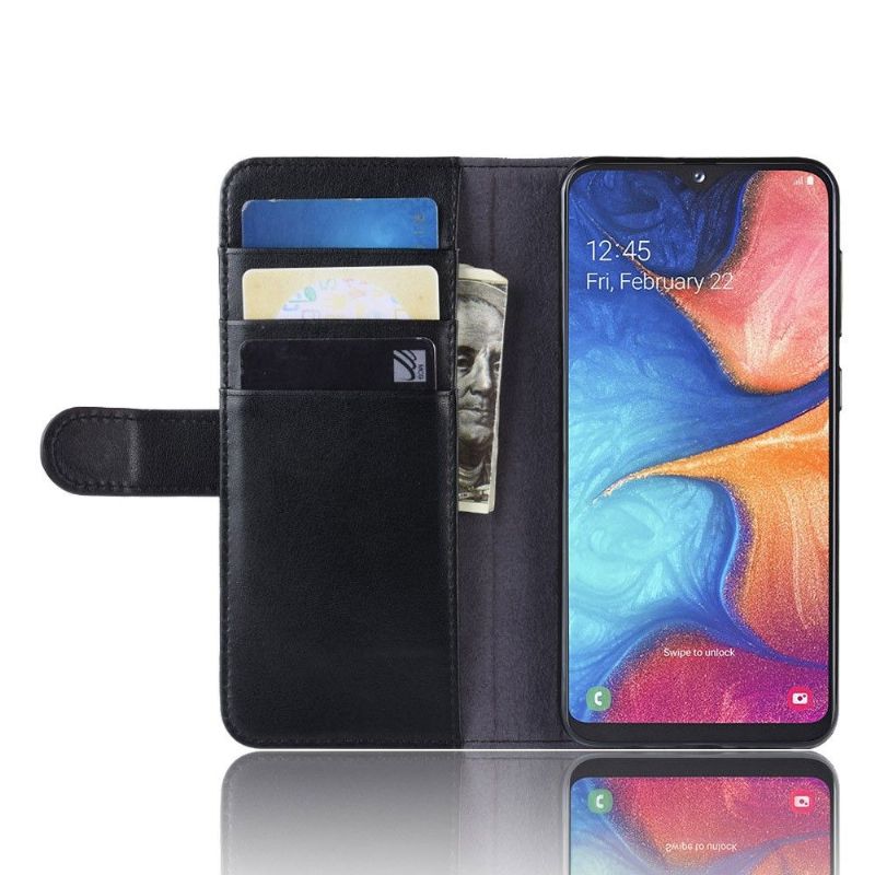Pouzdra Na Samsung Galaxy A20e Peněženkové Pouzdro Prémiová Kožená Peněženka - Černá
