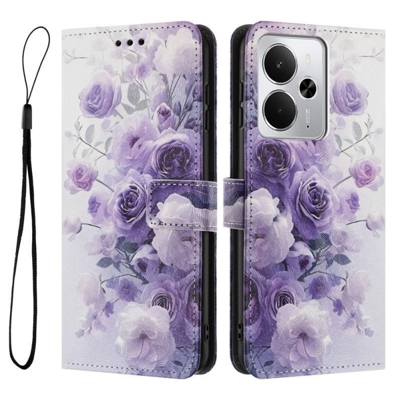 Kožený Kryt Realme 14t 5g Růžová A Fialová