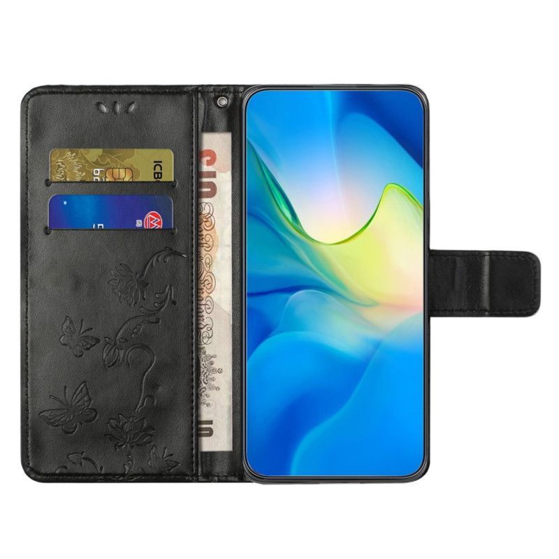 Kožené Pouzdro Na Poco X5 Pro 5G Na Lana Strappy Květinové