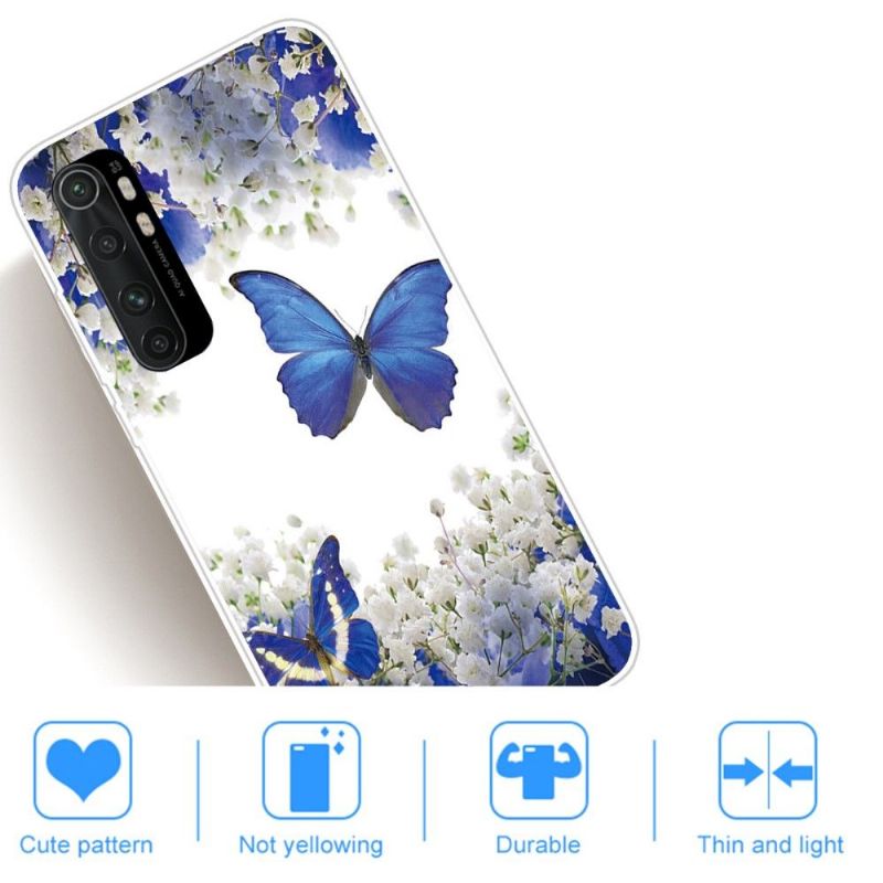 Kryty Na Mobil Na Xiaomi Mi Note 10 Lite Modré Květiny A Motýli