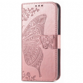 Kožený Kryt Xiaomi Redmi Note 14 5g Barokní Motýl