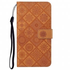 Kožený Kryt Xiaomi Redmi Note 14 5g Etnický Styl S Páskem