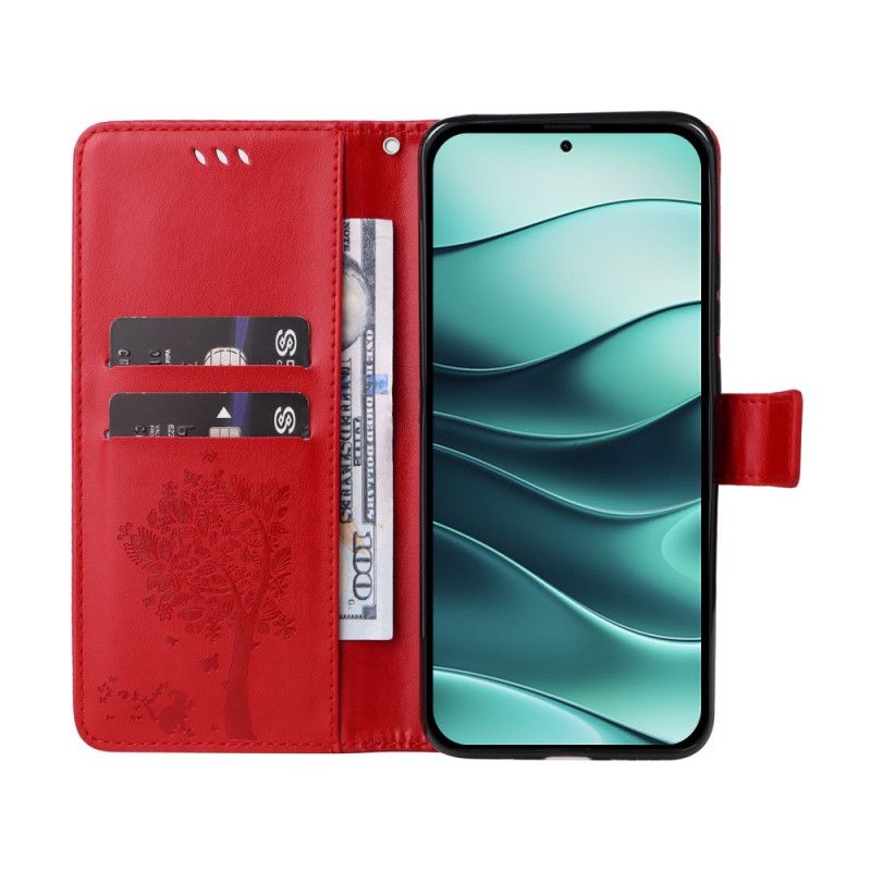 Kožený Kryt Xiaomi Redmi Note 14 5g Kočka A Strom Lnaière