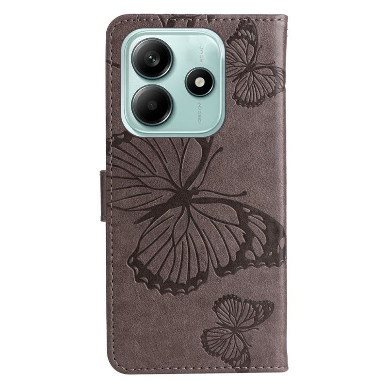 Kožený Kryt Xiaomi Redmi Note 14 5g Popruh S Obřím Motýlem