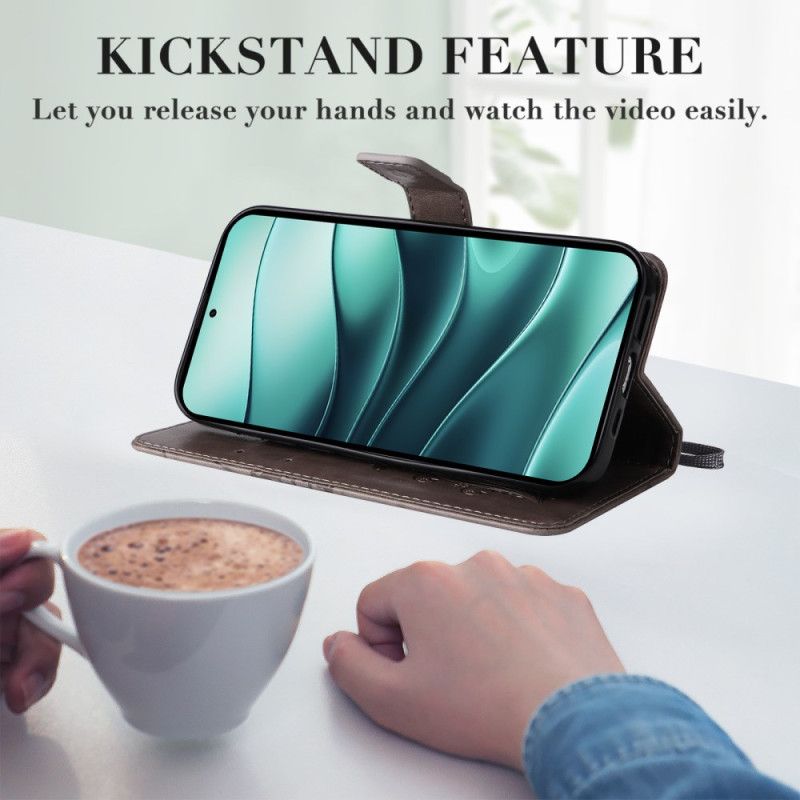 Kožený Kryt Xiaomi Redmi Note 14 5g Popruh S Obřím Motýlem