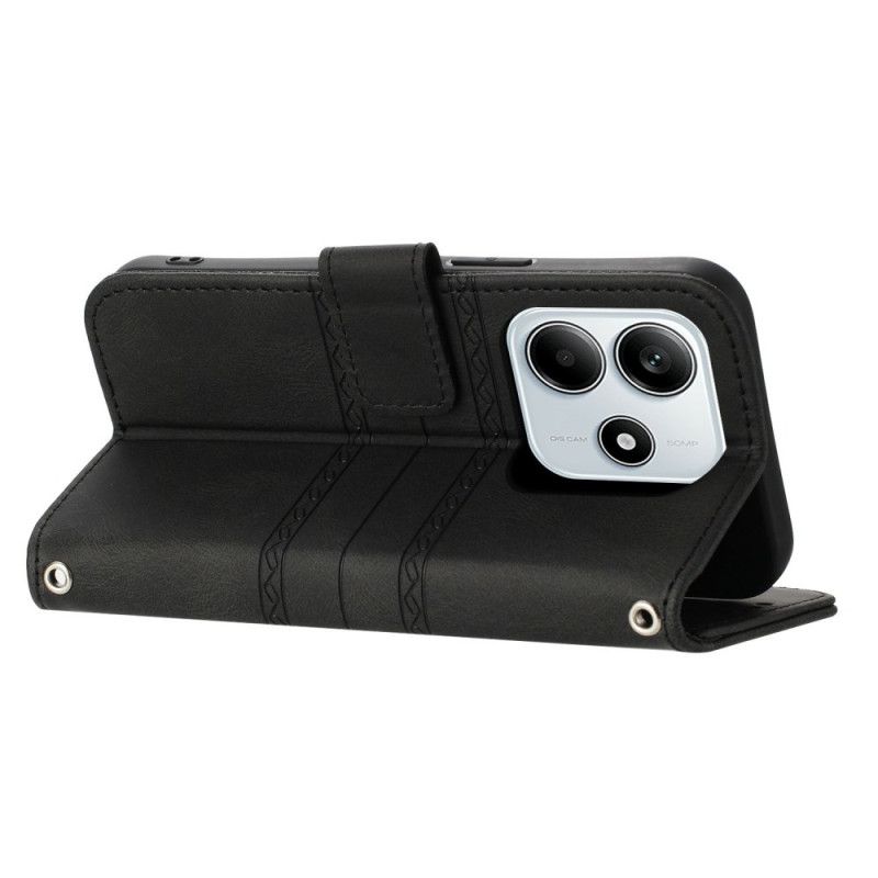 Kožený Kryt Xiaomi Redmi Note 14 5g Vlysový Vzor S Popruhem